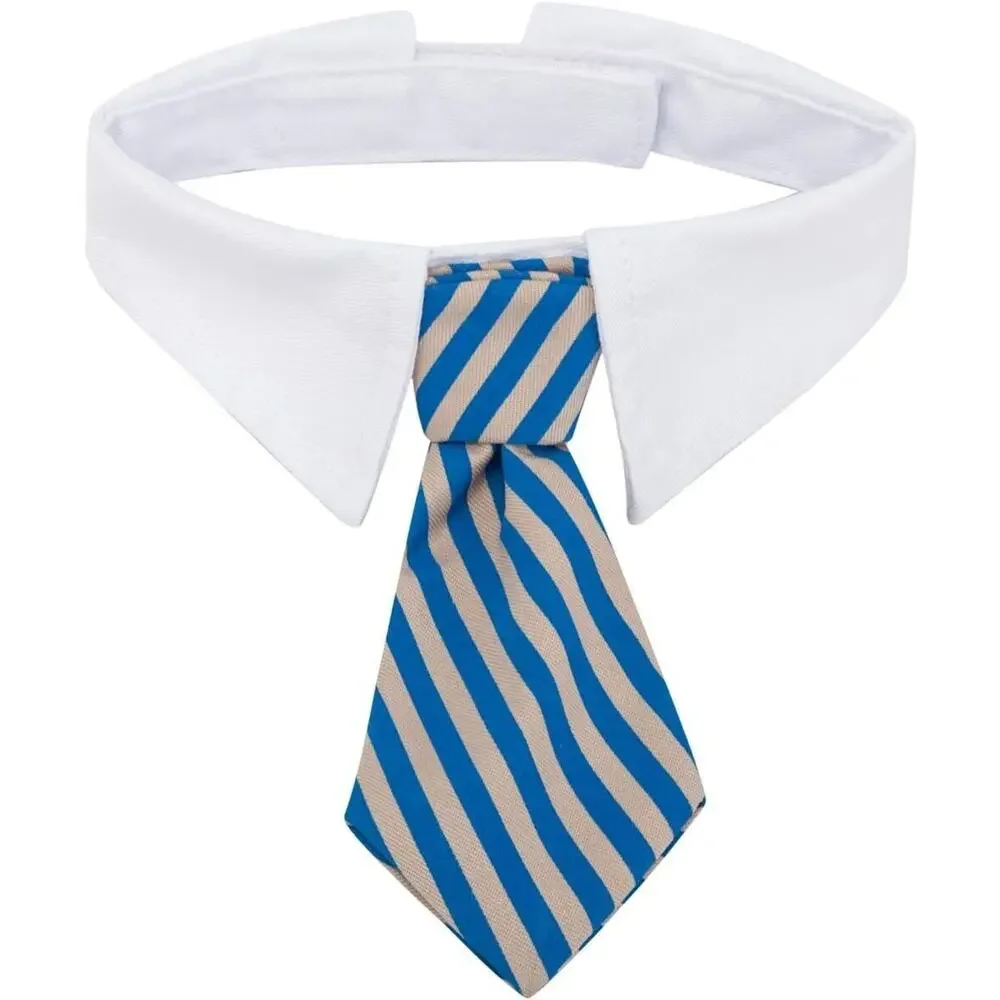 Adjustable Formal Collar Neck Tie for Dogs & Cats Blue & Tan